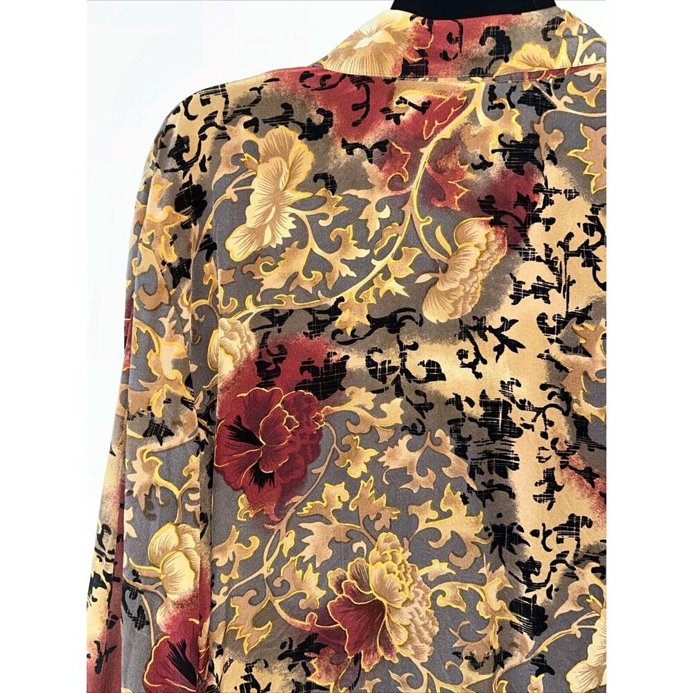 Vintage TESS 100% Silk Size Large Button Down Shirt Dark Fairy Whimsigoth Witchy - Picture 9 of 12